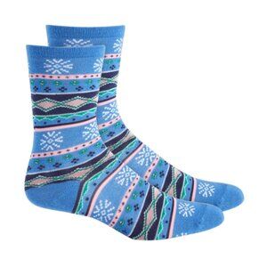 NWT Holiday Lane Women's Holiday Crew Socks, Blue Fairisle